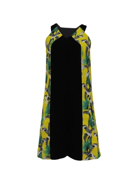Rochie Proenza Schouler cu model floral cu imagine cu decolteu în V negru
