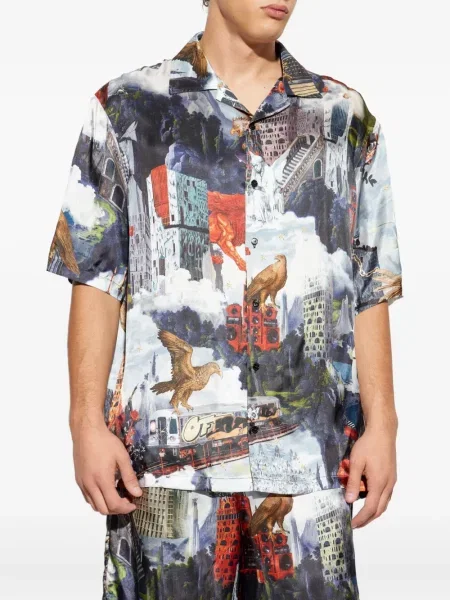Cămașă Off-white cu imagine scurtă alb