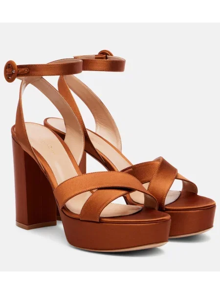 Sandale Gianvito Rossi din satin cu platformă maro