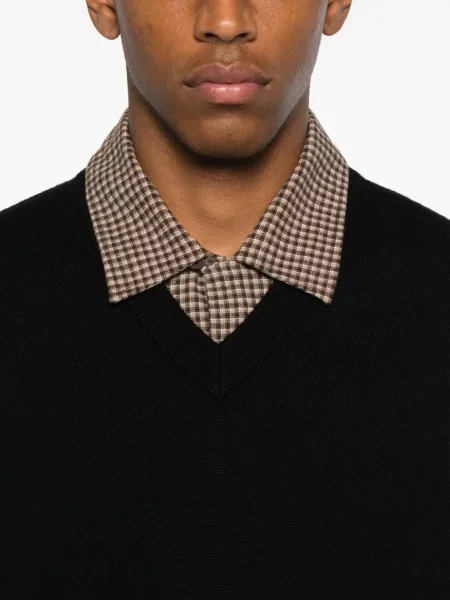 Кашмирен пуловер Sunflower с V-образно деколте черно