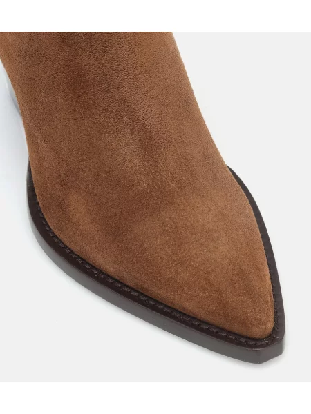 Cizme scurte Saint Laurent din piele de căprioară maro