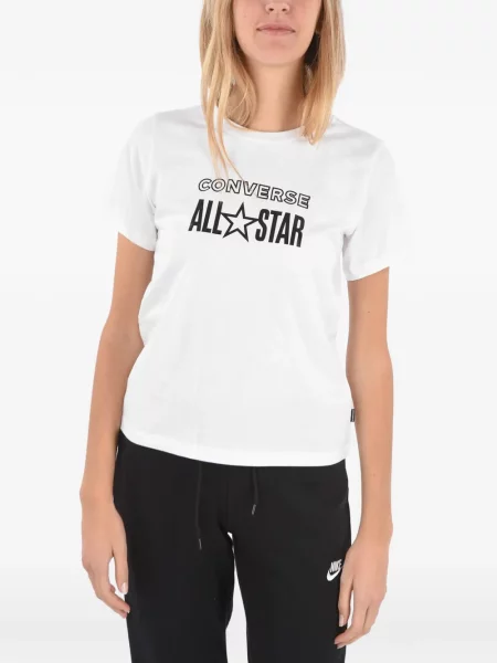 Top Converse cu platformă din canvas cu imagine alb
