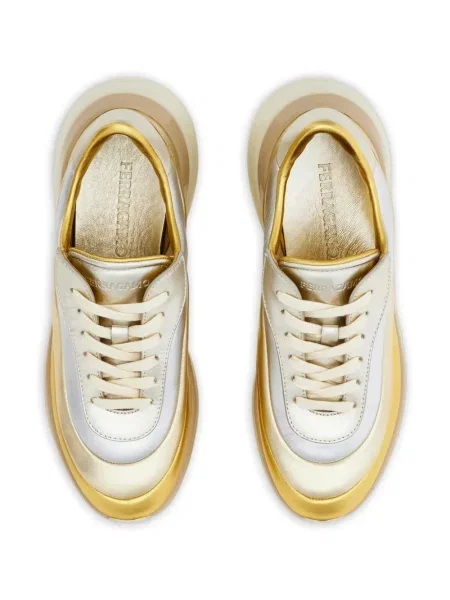 Sneakerși Ferragamo cu dungi auriu