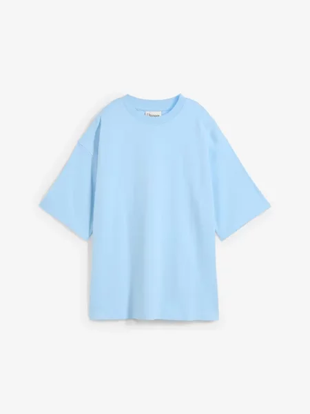 T-shirt oversize z ciężkiej bawełny organicznej niebieska