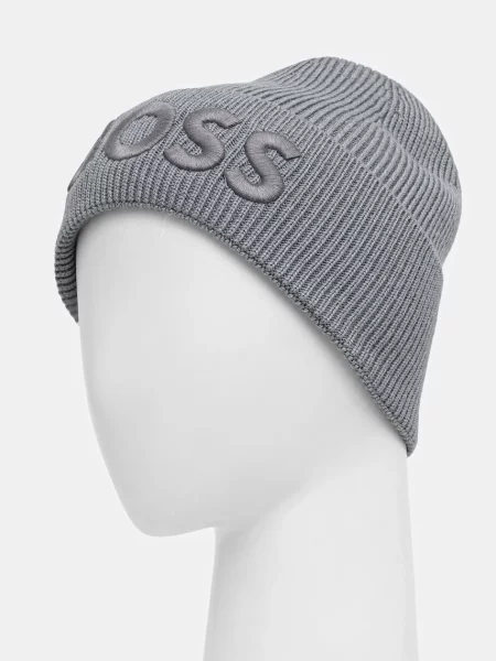 Шерстяная шапка Boss Orange черная