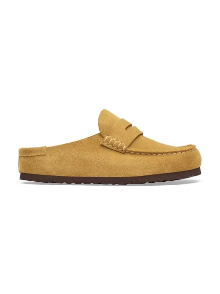 Birkenstock σαγιονάρες mules σουέτ Naples Wrapped Suede Leather καφέ