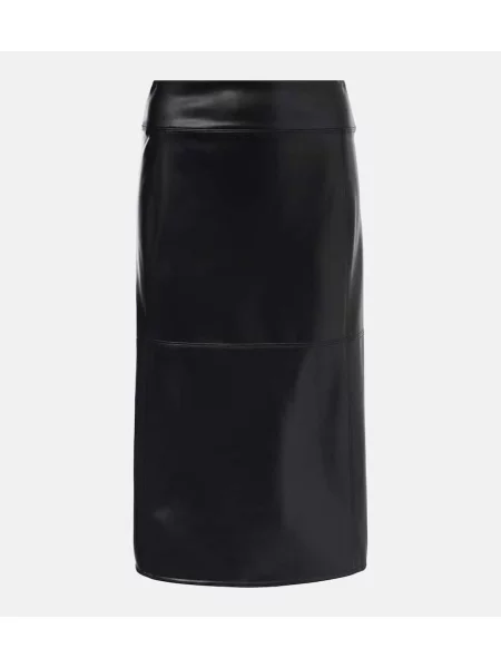 Fustă din piele 's Max Mara până la genunchi negru
