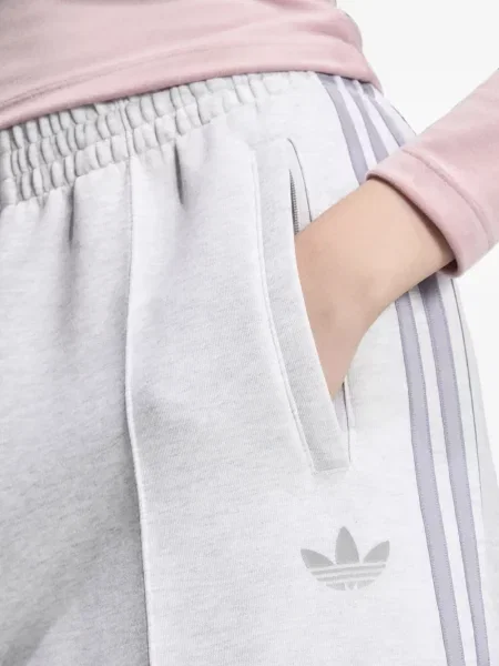 Pantaloni Adidas cu dungi alergare tricotate gri