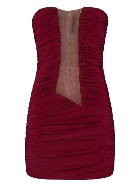 Rochie mini Nensi Dojaka plasă drapată de costum roșu