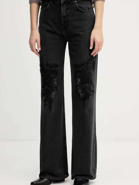 Sisley jeans medium waist negru