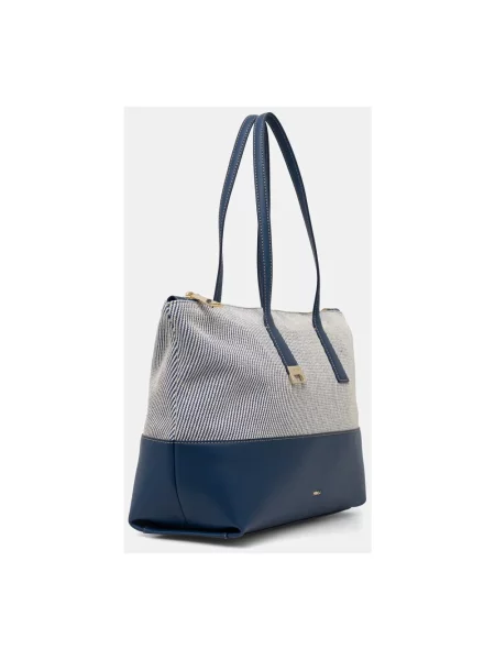 Furla torebka shopper Olivia L Tote niebieska