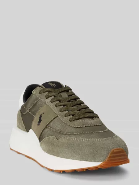 Sneakersy Low z skóra bydlęca nappa z detalami z logo Polo Ralph Lauren oliwkowe