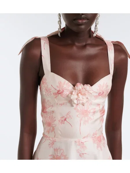 Rochie midi Rodarte de mătase cu model floral roz