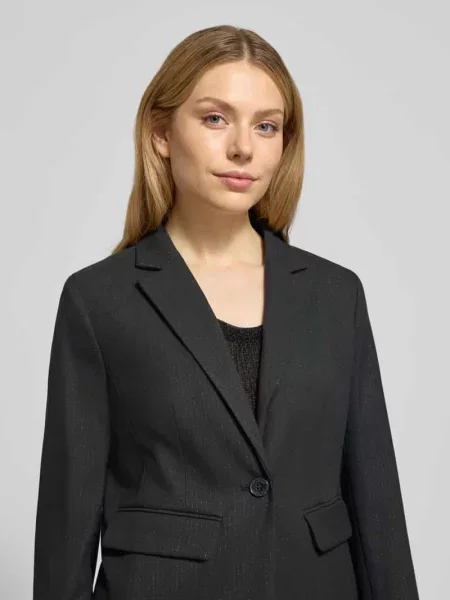 Żakiet o kroju slim fit z kołnierzem z połami More & More czarna