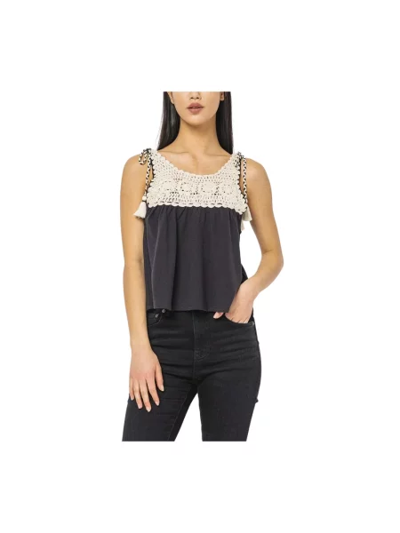 Top Pepe Jeans bez rękawów czarny
