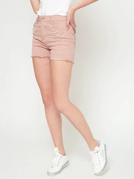 Pantaloni scurți Ds Fashion cu perle roz