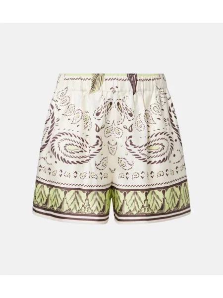 Pantaloni scurți Tory Burch de mătase cu imagine