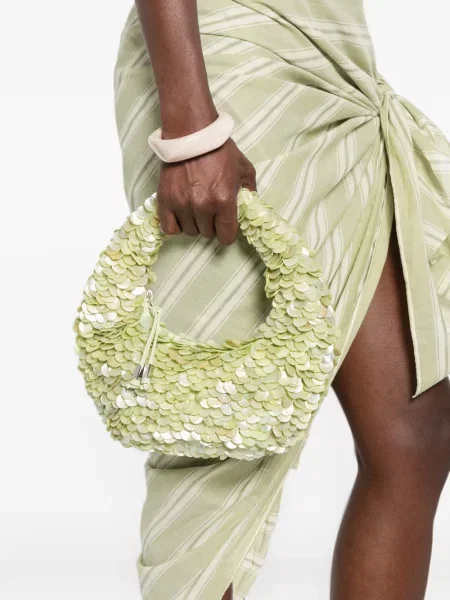 Geantă shopper Staud cu paiete verde