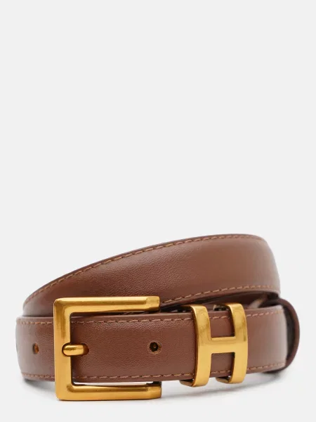 Кожаный ремень Borsa Leather с ремешками коричневый