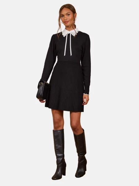 Love & roses Rochie tricotat negru alb