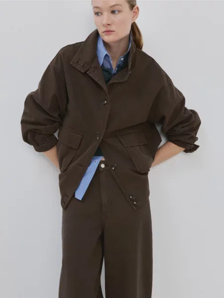 Широкі джинси MANGO темно-коричневий коричневі