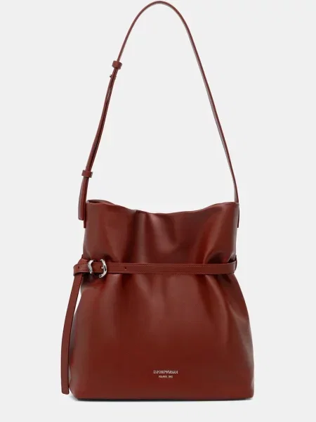 Emporio Armani torebka shopper skórzana brązowa