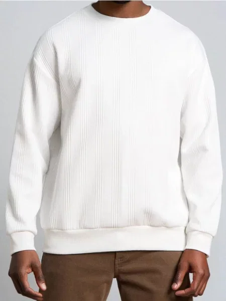 Sinsay Prążkowana bluza crewneck kremowy