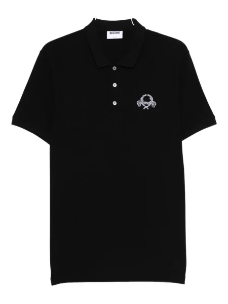 Polo Moschino cu broderie negru