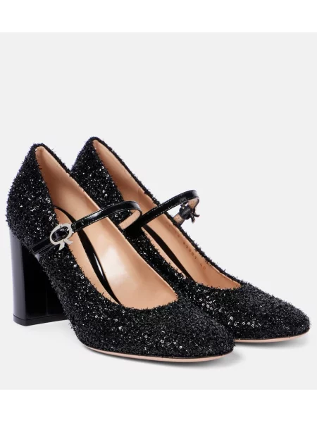 Pantofi cu toc Gianvito Rossi din canvas negru