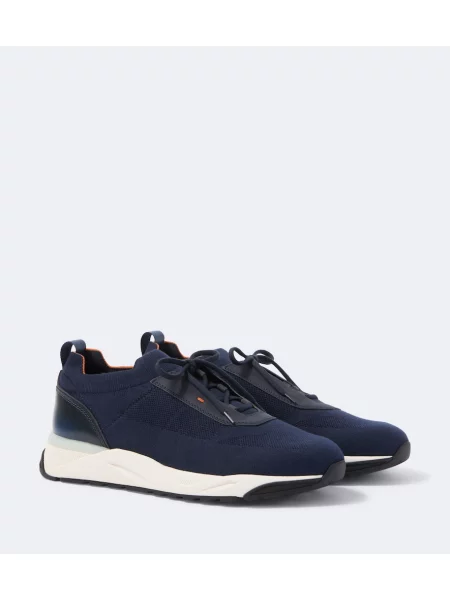Sneakerși Santoni din piele albastru