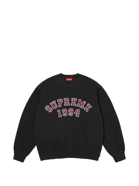 Pulover Supreme în carouri cu decolteu rotund negru