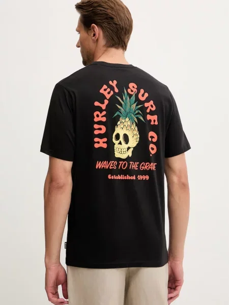 Hurley majica za muškarce od pamuka crna
