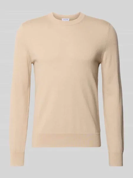 Sweter wełniany z prążkowanymi wykończeniami Filippa K beżowy