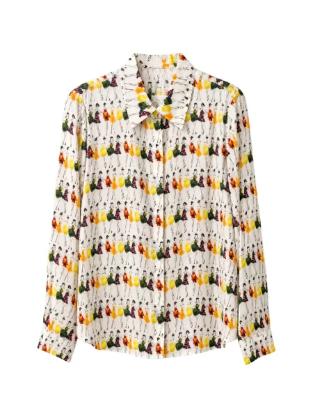 Lung cămașă Alice + Olivia cu imagine alb