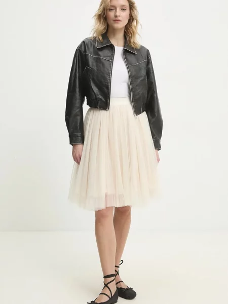 Answear Lab spódnica midi rozkloszowana beżowy