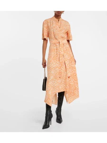 Rochie midi Stella Mccartney de mătase cu imagine până la genunchi