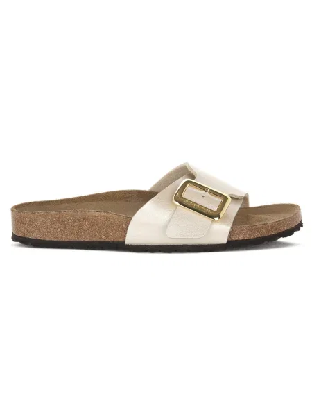 Saboți Birkenstock cu cataramă cu perle bej