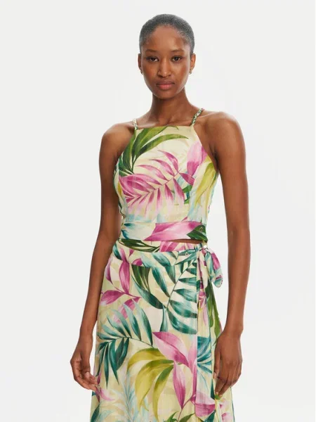 Блуза Guess GAELLE дамска с десен бежово