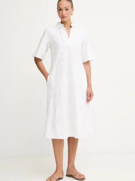 Marella rochie de vară cu amestec de in Emme by Marella alb