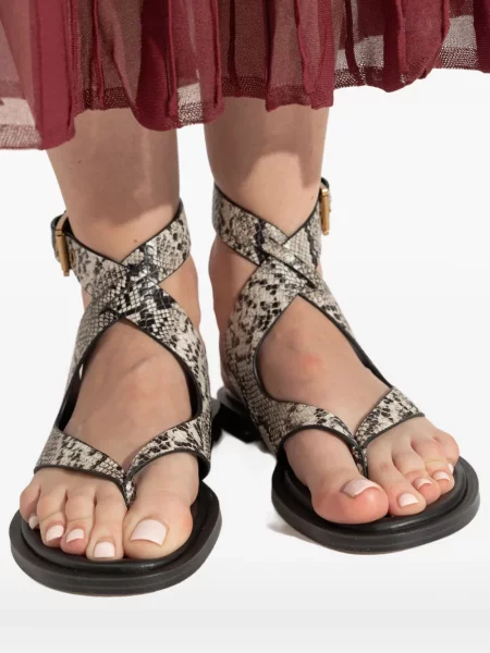 Sandały Michael Michael Kors bez obcasa w wężowy wzór szare