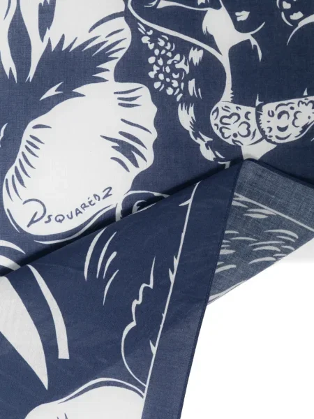 Fular Dsquared2 cu model floral cu imagine albastru