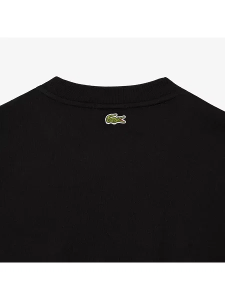 Lacoste Koszulka Unisex Loose Fit Large Z Organicznej Bawełny Ze Wzorem Krokodyla czarna