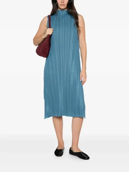 Rochie Pleats Please Issey Miyake fără mâneci albastru