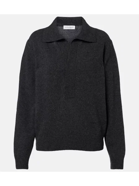 Tricou polo Victoria Beckham de lână gri