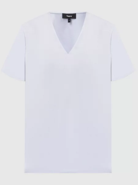 Блуза із шовку Theory блакитна