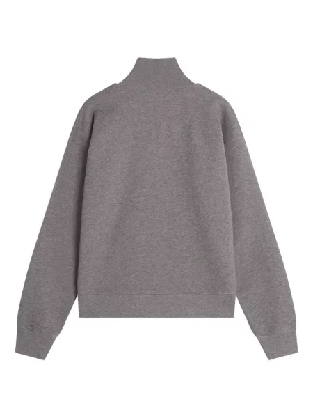 Hanorac Maison Kitsune cu broderie de jumătate de fermoar gri