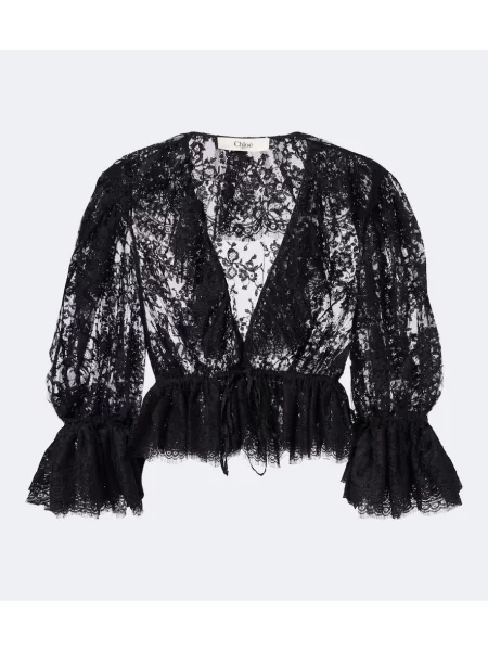 Bluză Chloé din dantelă negru