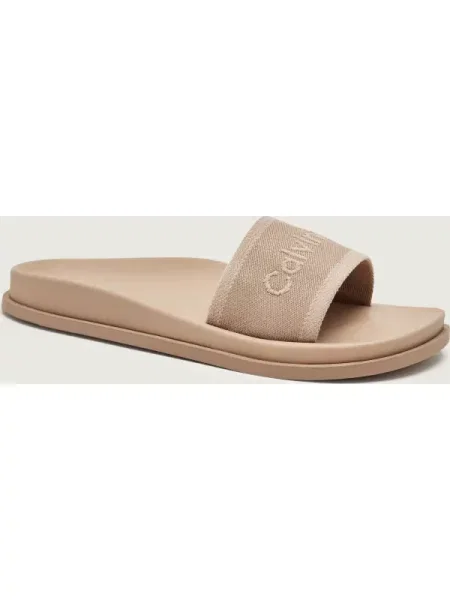 Papucs Calvin Klein City Sandal Mule Webbing bézs