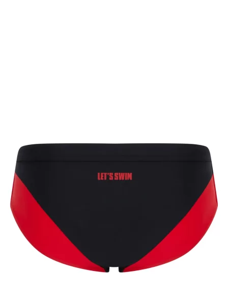 Slip de baie Let's Swim cu imagine negru