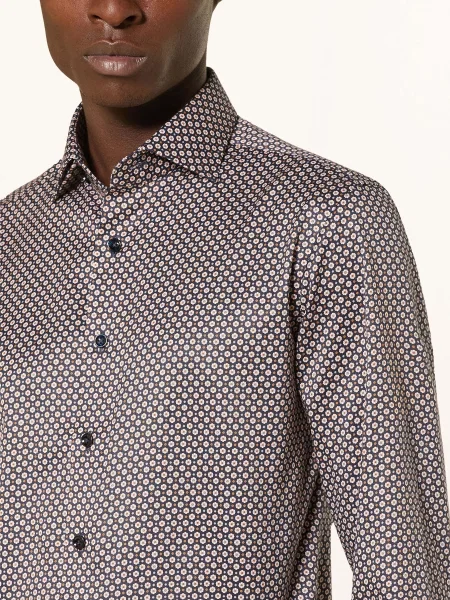 Olymp Signature Košile Signature Tailored Fit tmavě modrá/ tmavě oranžová/ režná modrá